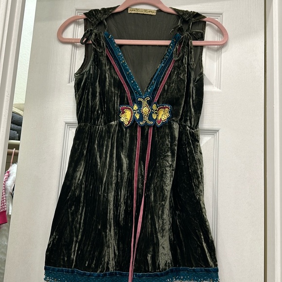 Miss Me boho crushed velvet short sleeve  small top gorgeous - Picture 1 of 6